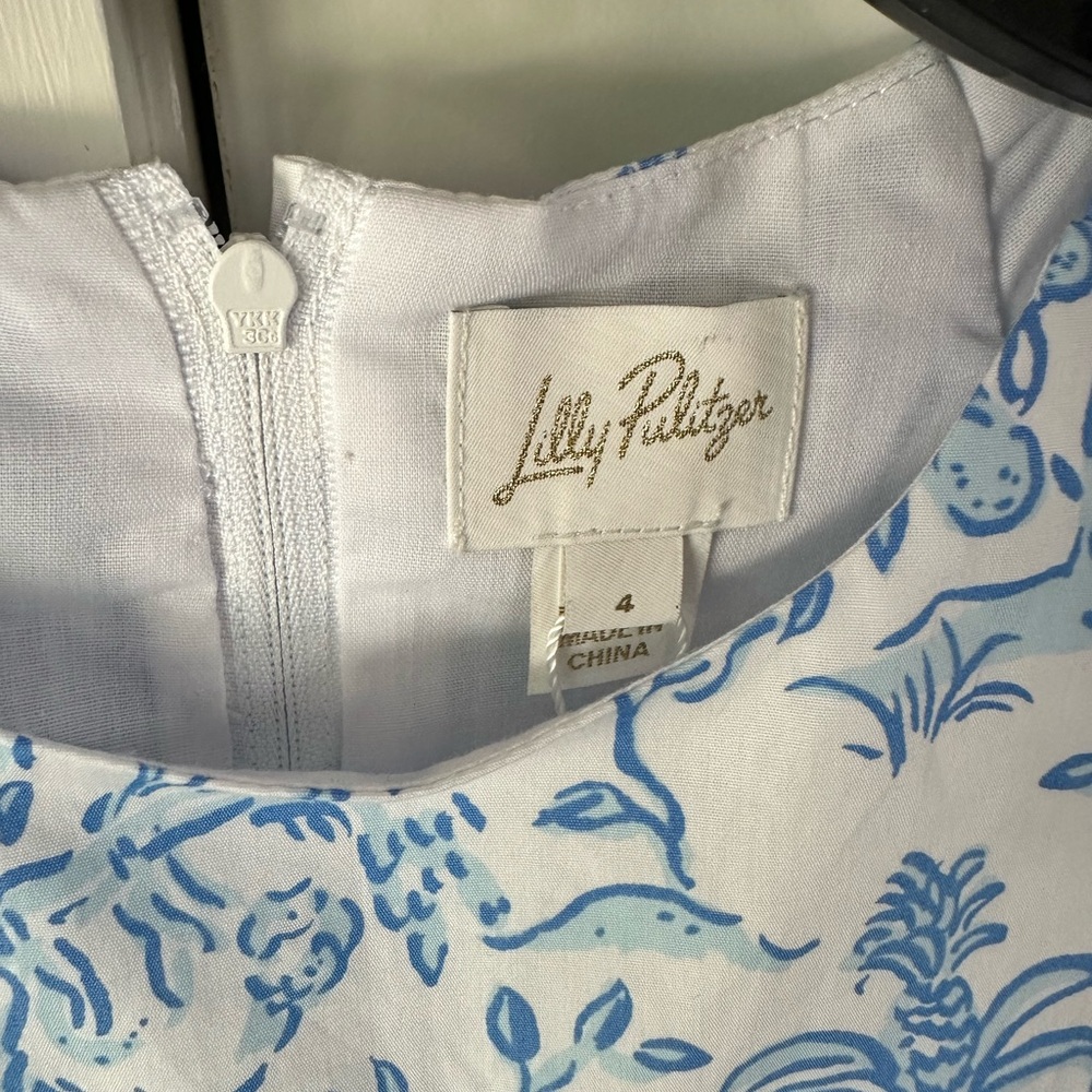 NEW!! Lilly Pulitzer Girls Mini Knoxlie Dress Resort White Tall Tales - Picture 7 of 10